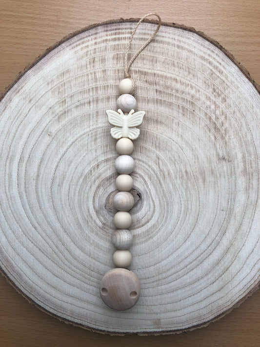 Schnullerkette mit Schmetterling Silikonperle 